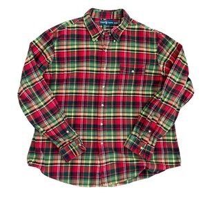 Ralph Lauren Shirt Mens XXLarge Multicolor Plaid Custom Fit Flannel Button Down